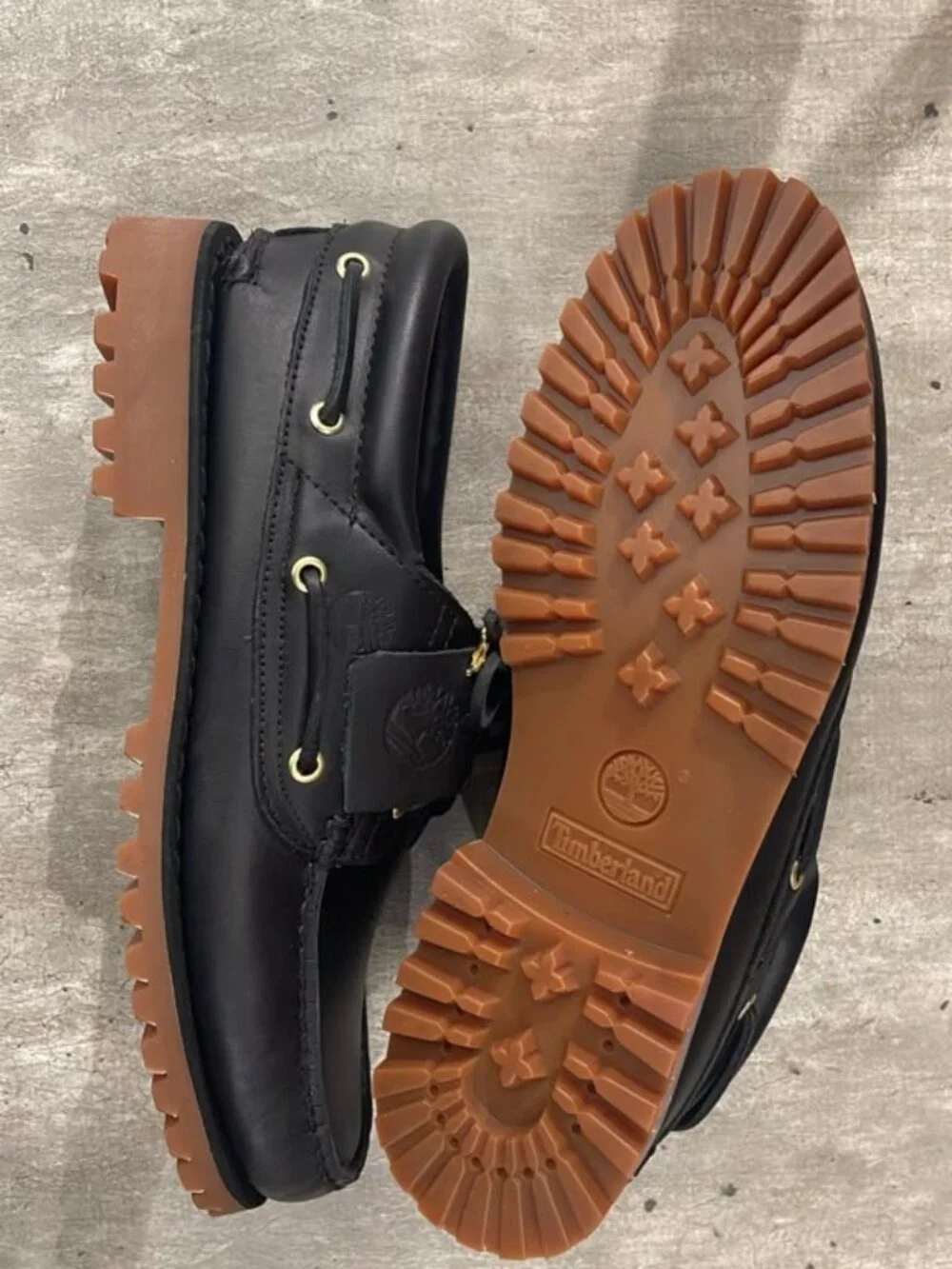 TIMBERLAND MEN'S AUTHENTIC BOAT SHOE BLACK FULL GRAIN A2PDQ-W02 ALL SIZES